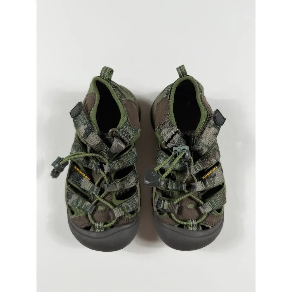 KEEN Newport H2 Waterproof Closed Toe Sandals Green Camo Kids Size 11